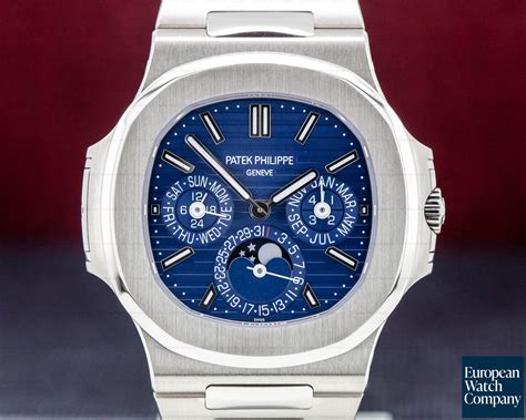 Patek Philippe Nautilus Perpetual Calendar White Gold Blue Dial 